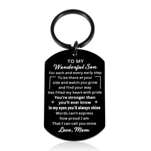 Load image into Gallery viewer, Christmas Gifts for Teen Boys Son, Stocking Stuffers Inspirational Keychain for Son, Valentine&#39;s Day Gifts for Son from Mom, Birthday Gifts for Son in Law Stepson, Graduation Gift for Him Son from Mom
