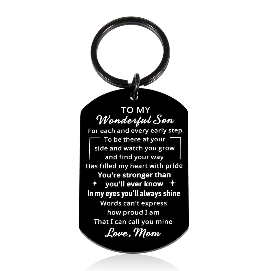 Christmas Gifts for Teen Boys Son, Stocking Stuffers Inspirational Keychain for Son, Valentine's Day Gifts for Son from Mom, Birthday Gifts for Son in Law Stepson, Graduation Gift for Him Son from Mom