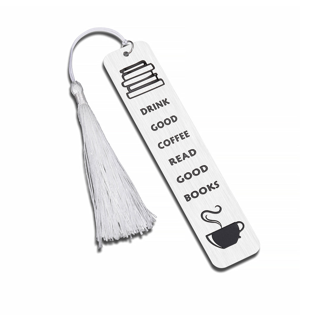 Book Lovers Gifts Book Mark with Tassel for Book Lovers Coffee Lovers Bookmarks for Women Men Best Friends Teacher Daughter Bookworms Book Readers Birthday Christmas Book Club Gifts Stocking Stuffers