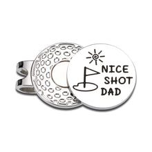 Load image into Gallery viewer, Fathers Day Dad Gifts from Daughter Son Wife, Golf Accessories for Men Dad, Father&#39;s Day Golf Gifts for Husband Grandpa, Retirement Gifts for Men Bonus Dad, Nice Shot Dad Golf Ball Marker Hat Clip

