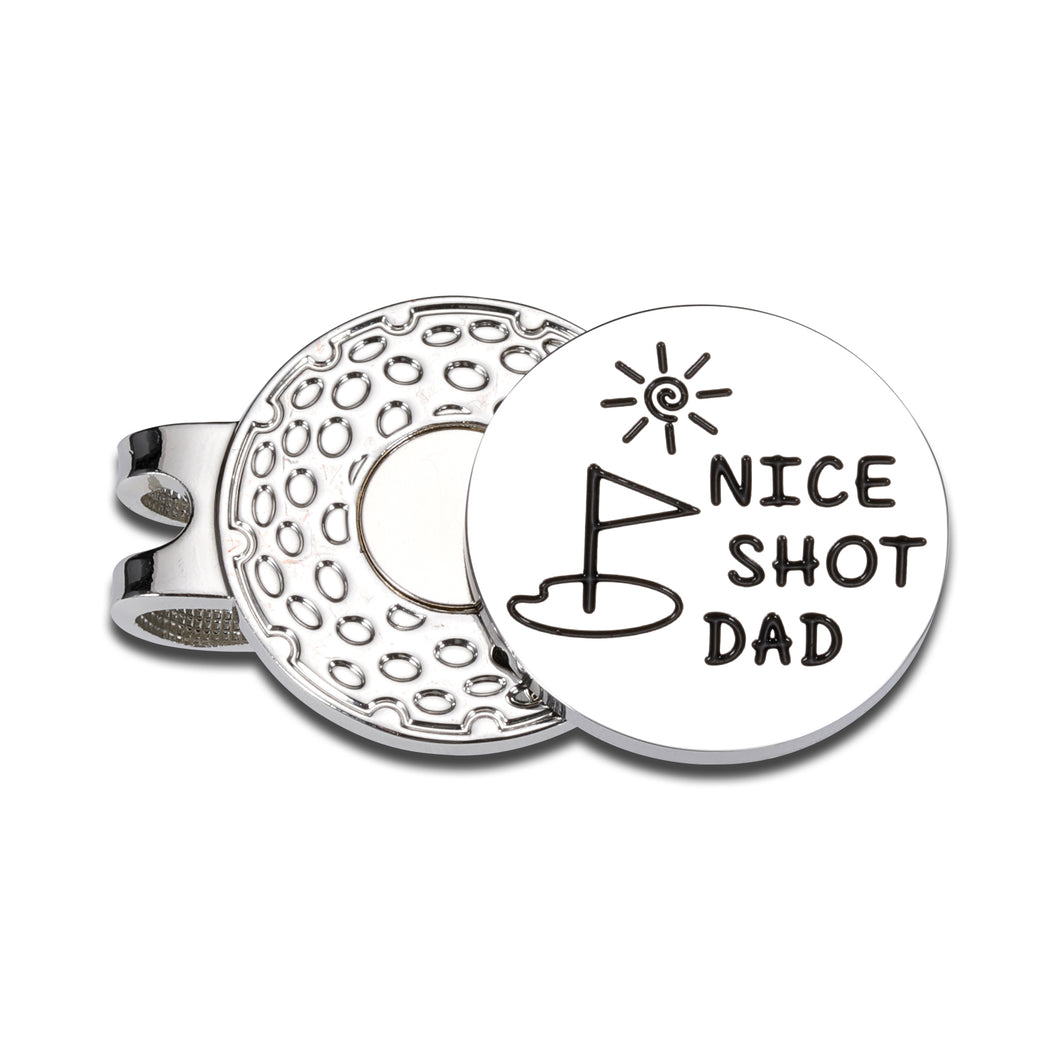 Fathers Day Dad Gifts from Daughter Son Wife, Golf Accessories for Men Dad, Father's Day Golf Gifts for Husband Grandpa, Retirement Gifts for Men Bonus Dad, Nice Shot Dad Golf Ball Marker Hat Clip