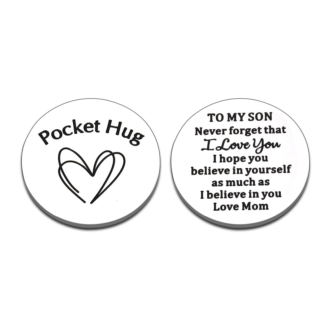 Christmas Stocking Stuffer for Son from Mom, Inspirational Gifts for Teen Kid Boys, Birthday Gifts for Son Adult, Graduation Gifts for Him Son in Law, Pocket Hug Token Valentine's Day Gifts to My Son