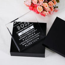 Load image into Gallery viewer, Boss Mentor Leader Appreciation Gifts Boss Day Gift for Men Women Acrylic Keepsake Paperweight for Boss Friend Lady Birthday Christmas Retirement Thank You Work Gift Female Male From Employee Coworker
