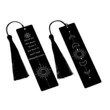 Load image into Gallery viewer, Bookmarks for Women Men Kids, Inspirational Gifts for Women Book Lovers, Teen Girl Boy Gifts, Birthday Gifts for Men, Graduation Gifts for Him Her, Two-Sided Stainless Steel Book Mark Black Tassel
